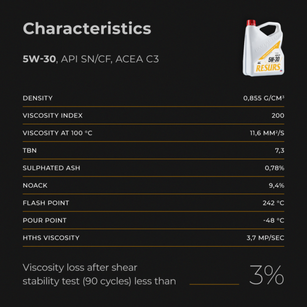 Engine Oil 5W30 API SN/CF C3